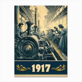 Aihrgdesign A Vintage Industrial Poster Showing Women Working 2eab482d Bd2c 45cf A6a9 Aba2df981be5 2 Canvas Print