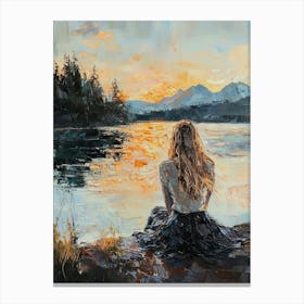 The Girl In The Rays Of The Setting Sun Canvas Print