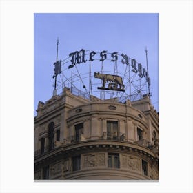 Il Messaggero Sign At Dusk Rome Italy Canvas Print