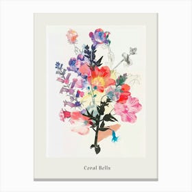 Coral Bells Collage Flower Bouquet Poster Canvas Print