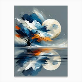 Abstract Tree In The Moonlight Painting Canvas Print