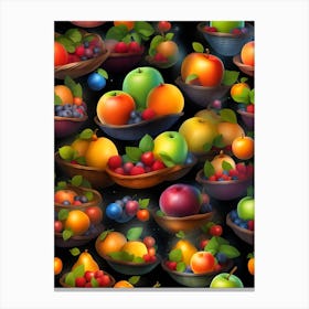 Fruit Bowls Seamless Pattern Canvas Print