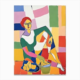 Woman With A Bowl, Old Laundry Days, Art Print Canvas Print