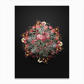 Vintage Cabbage Rose Flower Wreath on Wrought Iron Black n.1992 Canvas Print