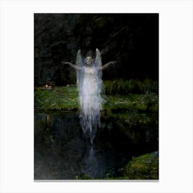 Wisp at the Foot of Monte Civetta in the Dolomites - Teodoro Wolf Ferrari, 1897 | Ghostly Apparition Art Print for Moody Antique Victorian Wall Feature in Remastered HD Canvas Print