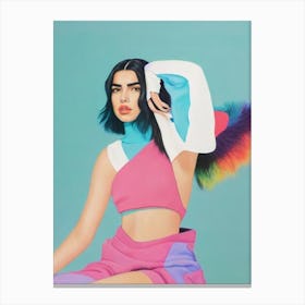 Dua Lipa Colourful Illustration Canvas Print