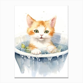 Japanese Bobtail Cat In Bathtub Bathroom 4 Canvas Print