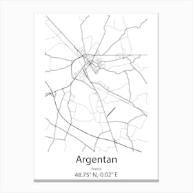 Argentan,France Minimalist Map Canvas Print