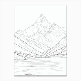 Masherbrum Pakistan Line Drawing 7 Canvas Print