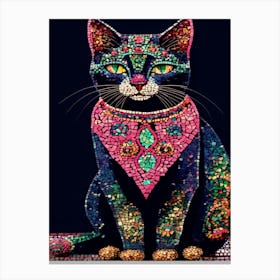 Mosaic Cat, Vivid Colors, Bohemian Aesthetic Toile