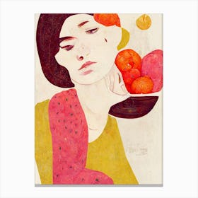 Woman And Fruits Canvas Print