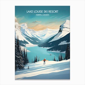 Poster Of Lake Louise Ski Resort   Alberta, Canada, Ski Resort Illustration 0 Canvas Print