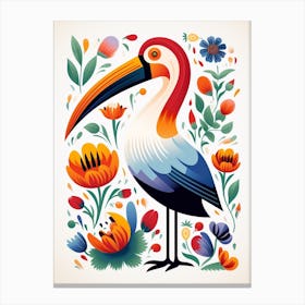 Scandinavian Bird Illustration Pelican 2 Canvas Print