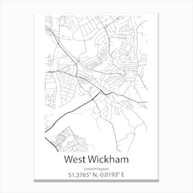 West Wickham,United Kingdom Minimalist Map Stampe su tela