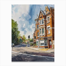 Croydon London Borough   Street Watercolour 4 Canvas Print