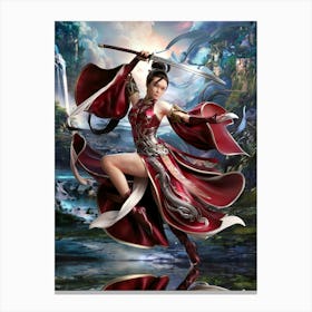 Gorgeous Asian Female Warrior Sword Dance #8 Canvas Print