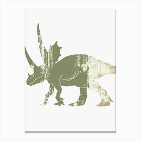 Khaki Green Triceratops Silhouette Canvas Print