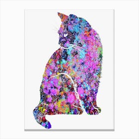 Animal Negative Space ― Cat Purple Canvas Print