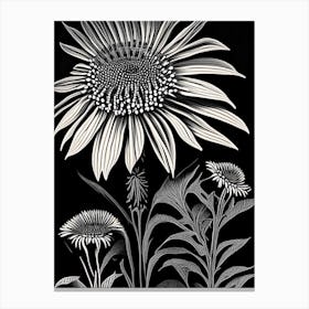 Coneflower Wildflower Linocut 1 Canvas Print