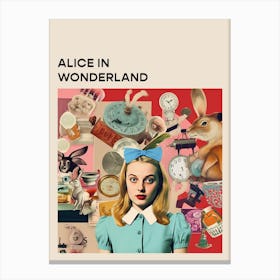 Alice In Wonderland Retro Collage Poster Canvas Print