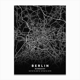 Berlin Germany Black Map Canvas Print