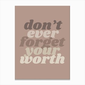 Motivational Boho Quote - Don'T Ever Forget Your Worth Canvas Print