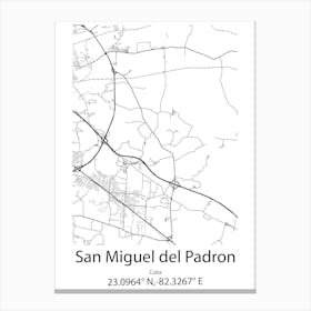 San Miguel Del Padron,Cuba Minimalist Map Canvas Print