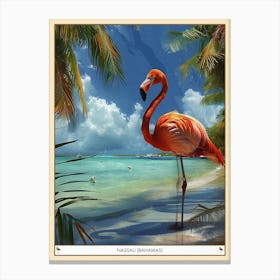 Greater Flamingo Nassau Bahamas Tropical Illustration 3 Poster Canvas Print