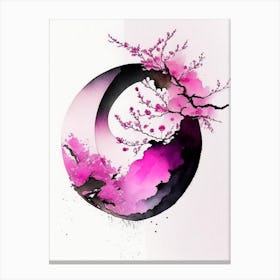 Pink 3 Yin and Yang Japanese Ink Canvas Print