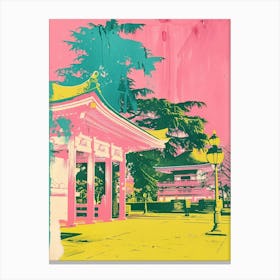 Ueno Park In Tokyo Duotone Silkscreen 3 Canvas Print