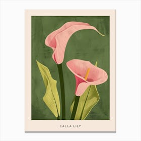 Pink & Green Calla Lily 1 Flower Poster Canvas Print