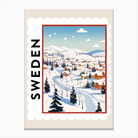 Retro Winter Stamp Poster Kiruna Sweden 3 Canvas Print
