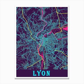 Lyon Map Poster 1 Canvas Print