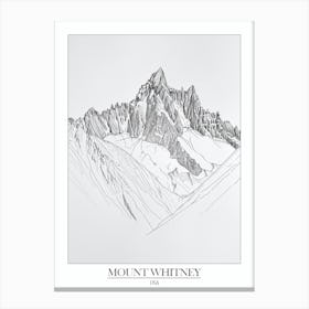 Mount Whitney Usa Line Drawing 4 Poster Canvas Print