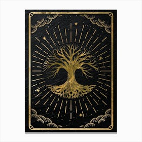 Gold Mystical Tarot: Tree of life Canvas Print