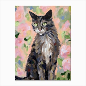 A Maine Coon Cat Painting, Impressionist Painting 1 Canvas Print