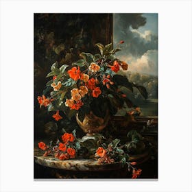Baroque Floral Still Life Impatiens 2 Canvas Print