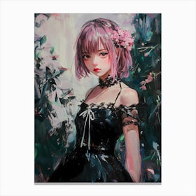 Anime Girl With Pink Hair Canvas Print