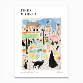 The Food Market In Paris 1 Illustration Poster Canvas Print