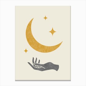 Moonlight Hand - Mystical Gold Canvas Print