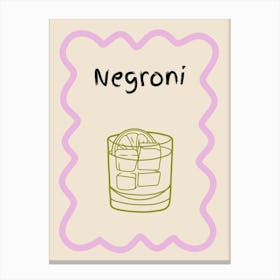 Negroni Doodle Poster Lilac & Green Canvas Print