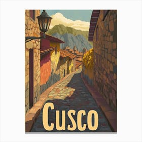 Aihrgdesign A Retro Travel Poster For Cusco Featuring The Anc C8ce6d25 2ade 43ca 97ac A0c34418a0a7 2 Canvas Print