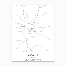 Leczna,Poland Minimalist Map Canvas Print