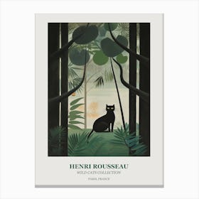 Henri Rousseau  Style Wild Cats Collection Black Botanical Canvas Print