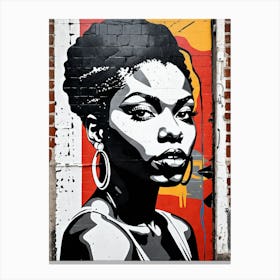 Vintage Graffiti Mural Of Beautiful Black Woman 84 Canvas Print