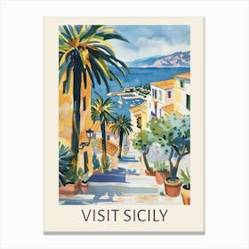 Visit Sicily Travel Poster Canvas Print