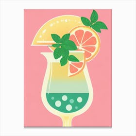 Key Lime Pie MCocktail Poster artini Retro Pink Cocktail Poster Canvas Print