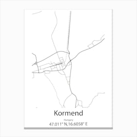 Kormend,Hungary Minimalist Map Canvas Print