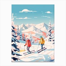 Heavenly Mountain Resort   California Nevada Usa, Ski Resort Illustration 2 Canvas Print