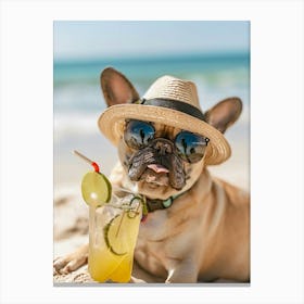 French Bulldog On The Beach Canvas Print